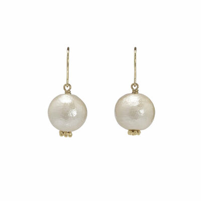 Single cotton pearl hook earrings by Anq